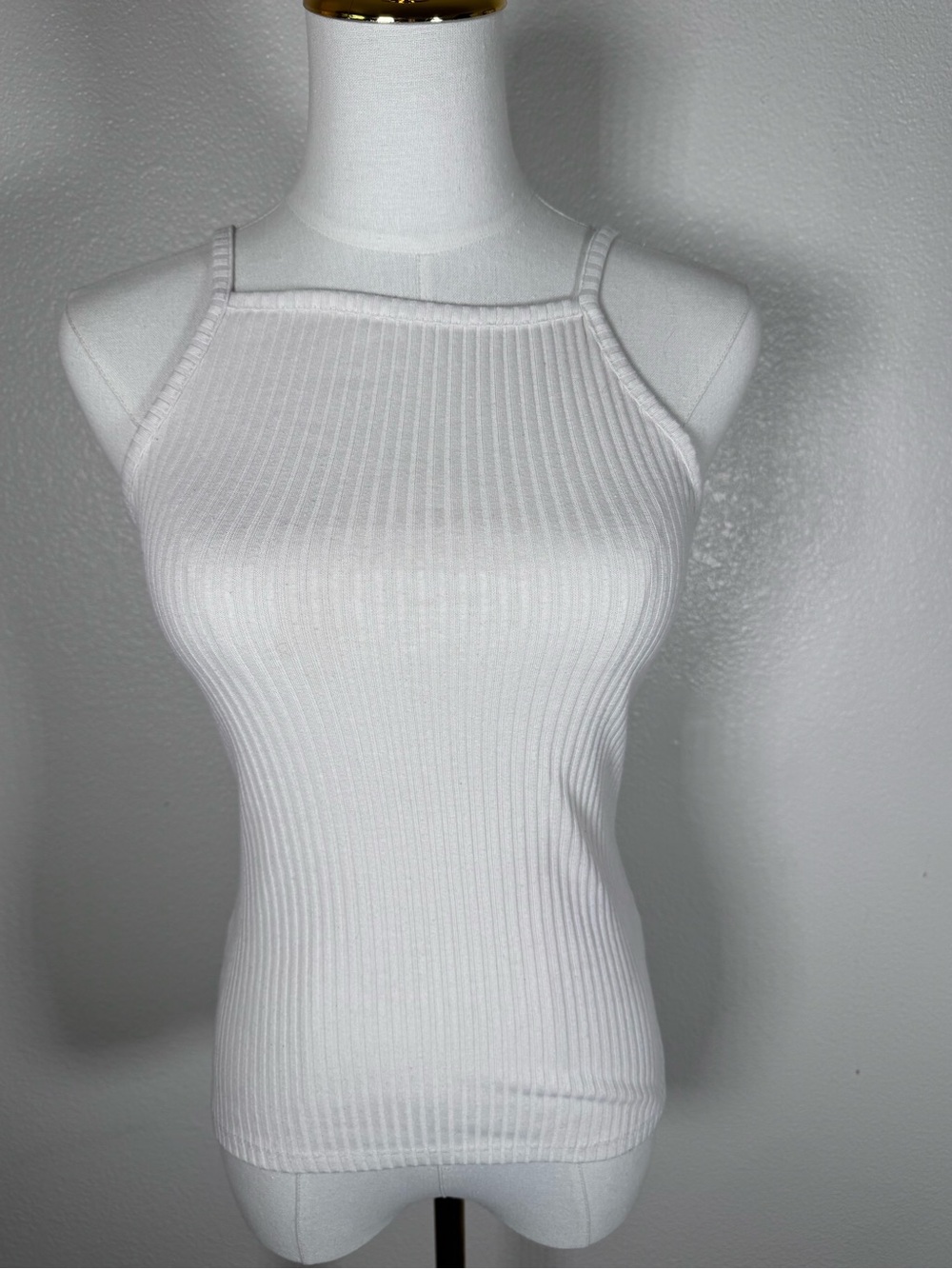 Rue21 White Ribbed Halter-Style Tank Top
